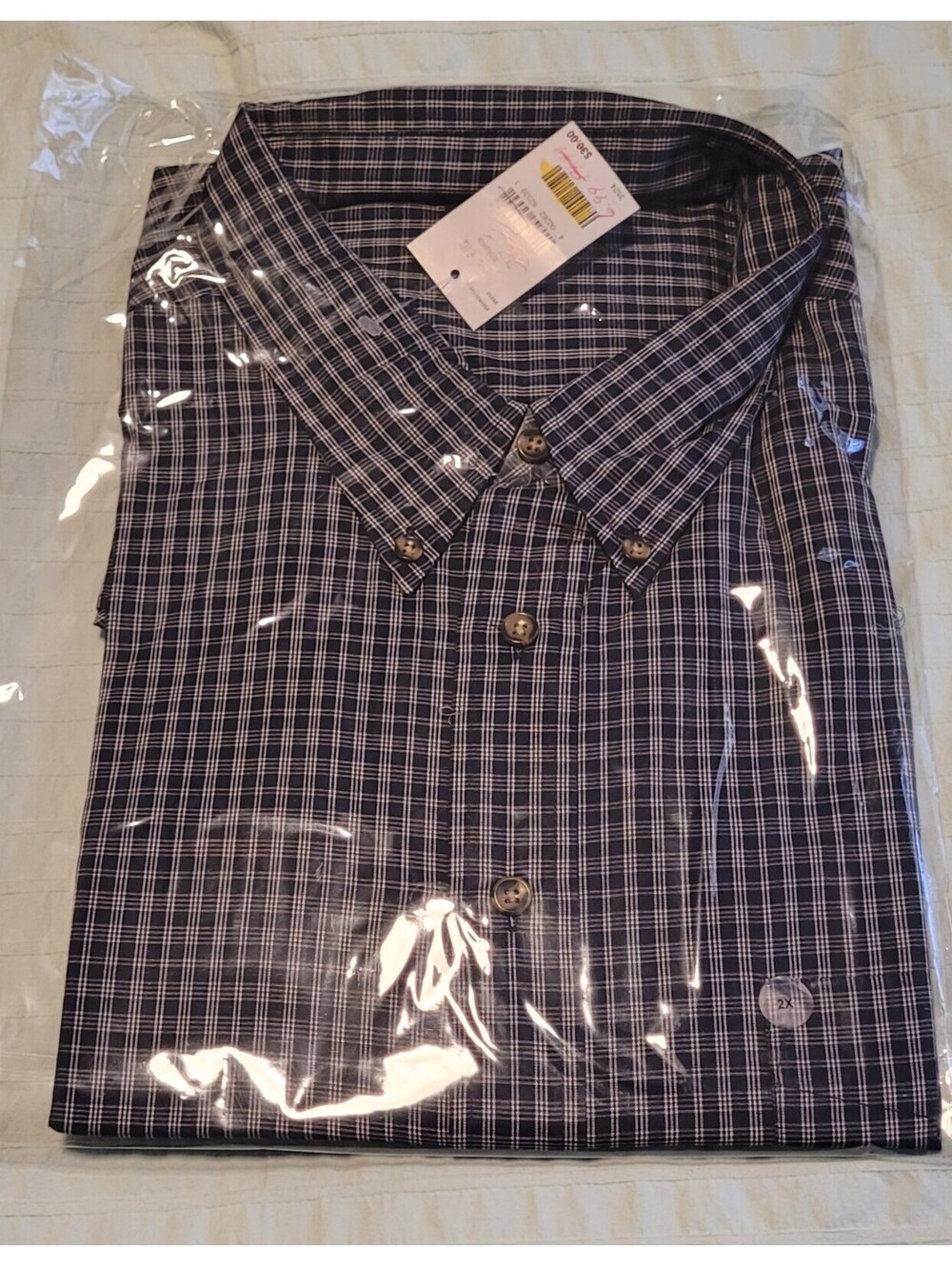 Andhurst Mens XXL 2XL Plaid Cotton Polyester Lightweight Button Down Sport Shirt